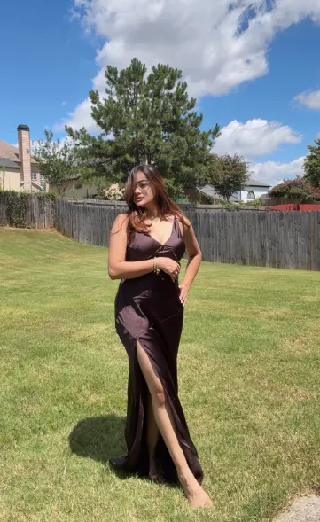Maddison V Neck Satin Maxi Dress